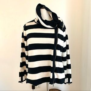 Lane Bryant Black White Stripe Cowl Neck Cardigan size 18/20